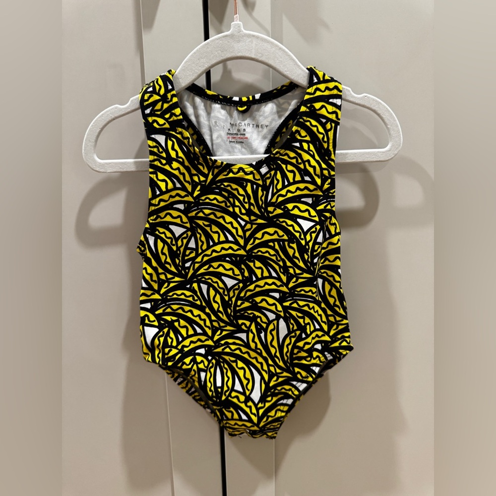 Stella McCartney Kids Yellow & Black Patterned One-Piece Swimsuit